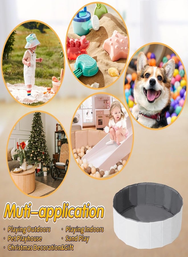 TRENDPLAY حوض كرات للأطفال الصغار والرضع والكلاب والقطط، خيمة لعب قابلة للطي مع حوض كرات، حوض كرات للزحف مع حقيبة تخزين، هدية مفاجئة للأولاد والبنات في المهرجانات (الكرات غير متضمنة)، أبيض - Image 4